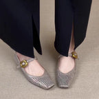 Damen Ballerina-Schuhe mit elegantem Riemchen und hochwertiger Lederoberfläche
