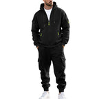 Herren nan urbanes Funktions-Cargo-Sweatset mit Kapuzenjacke, Reißverschlusstaschen und konisch zulaufender Cargo-Jogger R&B