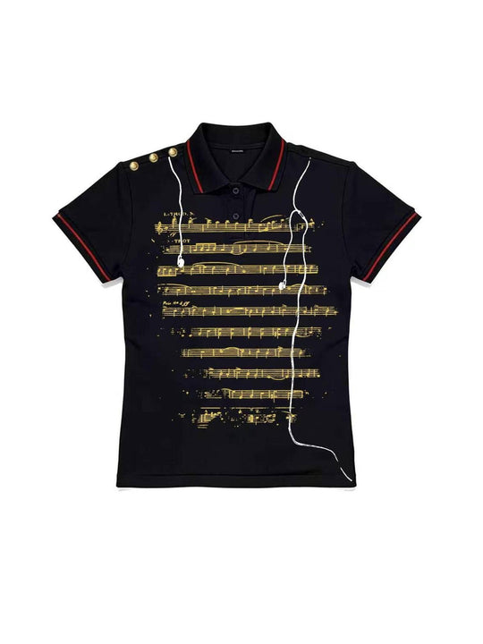 Damen Polo-Shirt mit musikalischem Motiv R&B