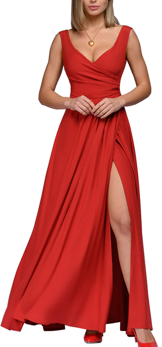 Damen Maxikleid mit elegantem Wickeldesign und seitlichem Schlitz R&B