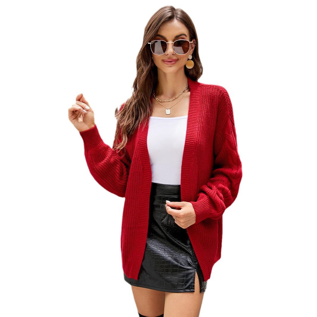 Damen Grobstrickjacke mit voluminösen Ärmeln und modernem Schnitt R&B