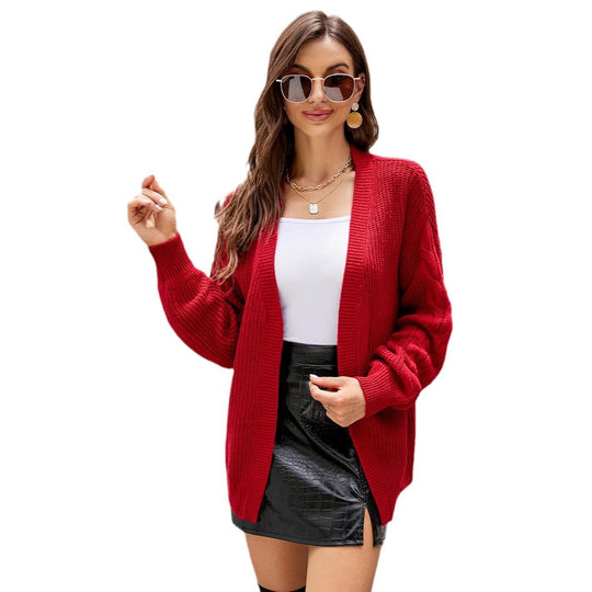 Damen Grobstrickjacke mit voluminösen Ärmeln und modernem Schnitt R&B