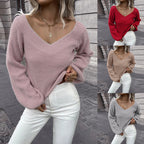 Damen Strickpullover mit V-Ausschnitt und angesagten A-Shape Ärmeln R&B