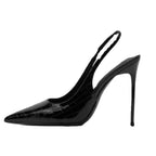 Damen elegante Slingback-Pumps mit spitzem Design und glänzender Oberfläche R&B