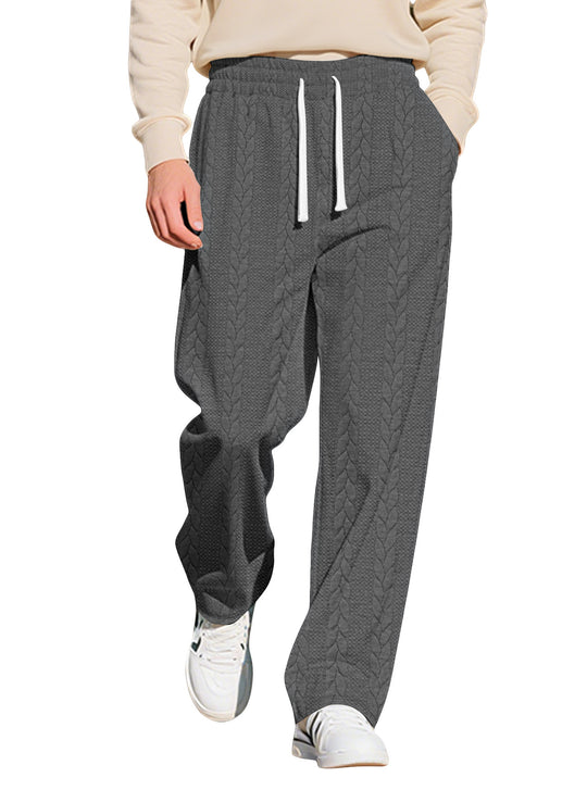 Herren nan locker fallende Strick-Jogginghose mit Zopfmuster und Kordelbund R&B