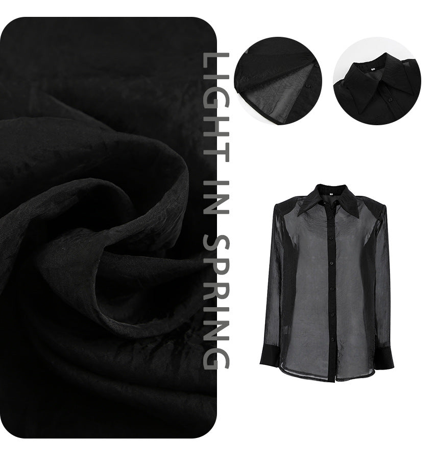 Damen Übergröße Hemdbluse mit asymmetrischem Design und transparenten Ärmeln R&B