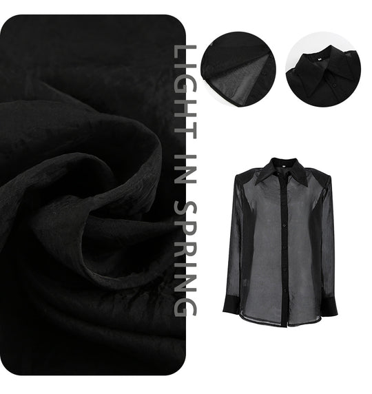 Damen Übergröße Hemdbluse mit asymmetrischem Design und transparenten Ärmeln R&B