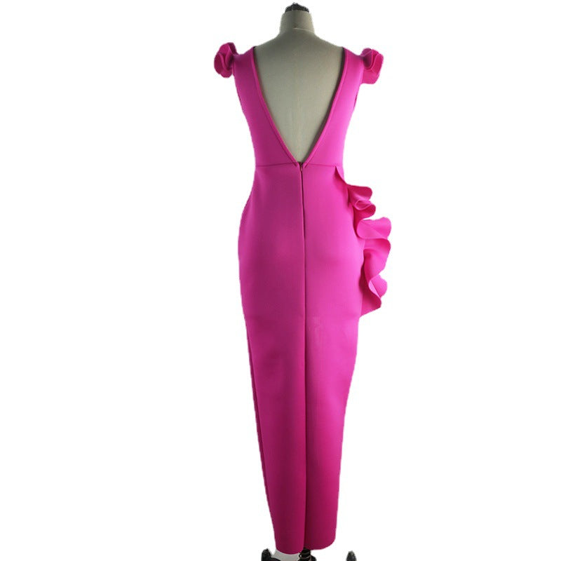 Damen Elegantes Sommerkleid mit asymmetrischem Schnitt und Rüschendetails R&B