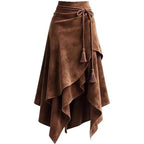 Damen asymmetrischer Wickelrock mit dekorativen Quasten R&B