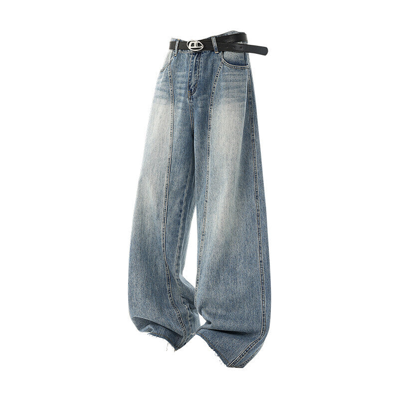 Damen Weitgeschnittene Jeans mit hohem Bund und integriertem Gürtel R&B