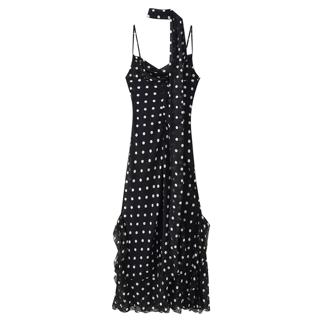 Damen Sommerkleid mit verspieltem Punkten Design und raffiniertem Rüschensaum R&B