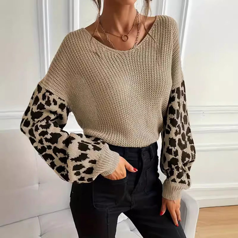 Damen modischer Pullover mit lässiger Weave-Optik und tierischem Muster R&B
