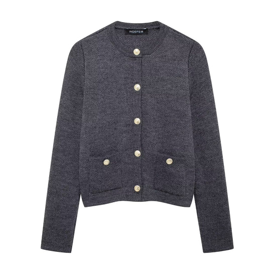 Damen Strickjacke mit schimmernden Knöpfen und Taschen R&B
