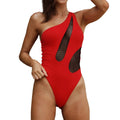 Damen Einseitiger Cut-Out Badeanzug mit Netzdetails R&B