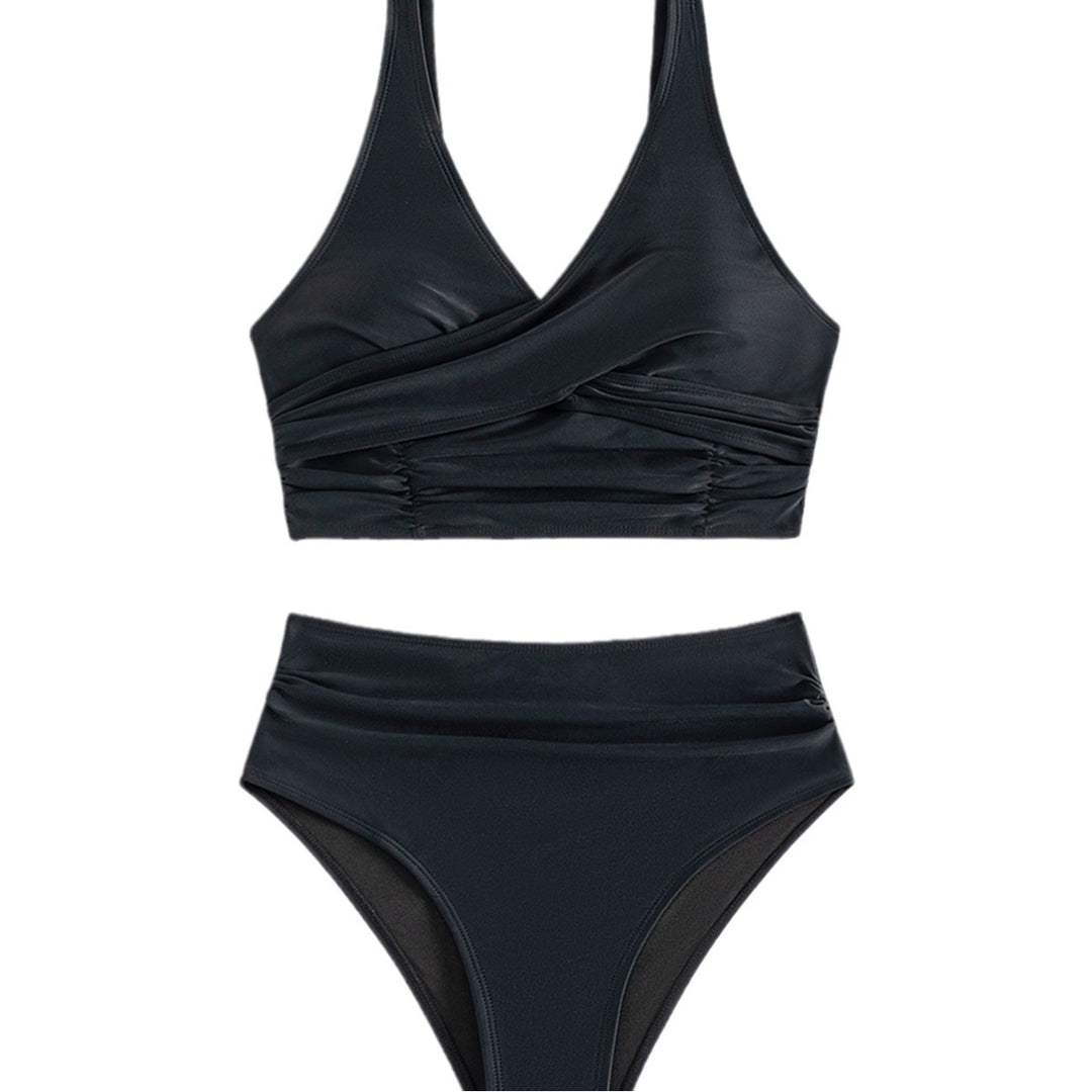 Damen Hoch geschnittenes Bikini-Set mit Wickeloberteil und figurformen Details R&B