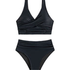 Damen Hoch geschnittenes Bikini-Set mit Wickeloberteil und figurformen Details R&B