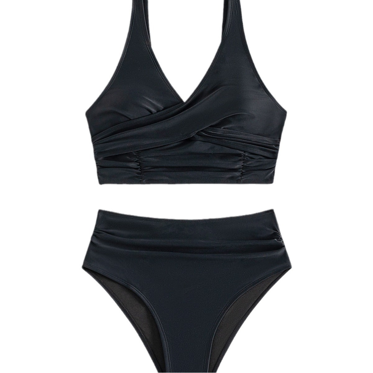 Damen Hoch geschnittenes Bikini-Set mit Wickeloberteil und figurformen Details R&B