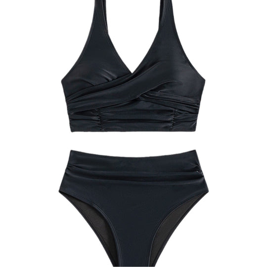 Damen Hoch geschnittenes Bikini-Set mit Wickeloberteil und figurformen Details R&B