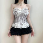Damen Spitzen-Bodysuit mit romantischen Rüschendetails R&B