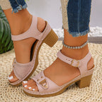 Damen Sandalen mit dekorativen Riemen und komfortablem Blockabsatz R&B