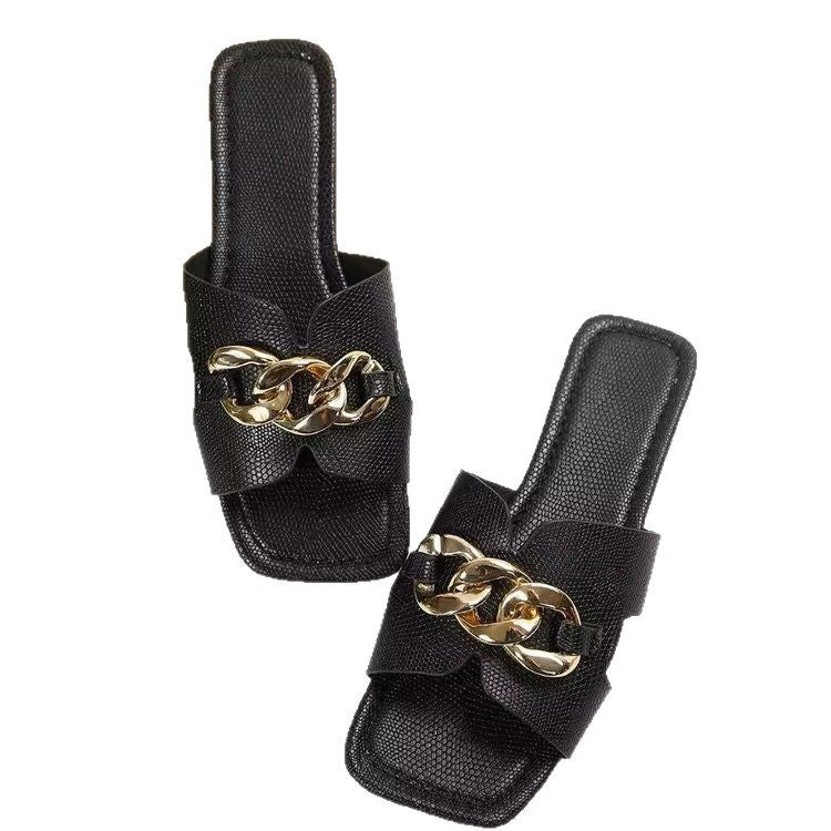 Damen Mules mit elegantem Kettendetail R&B