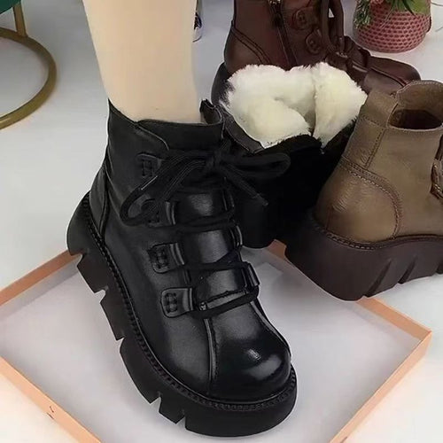 Damen Modische Winterstiefel mit flauschigem Innenfutter und rutschfester Sohle R&B