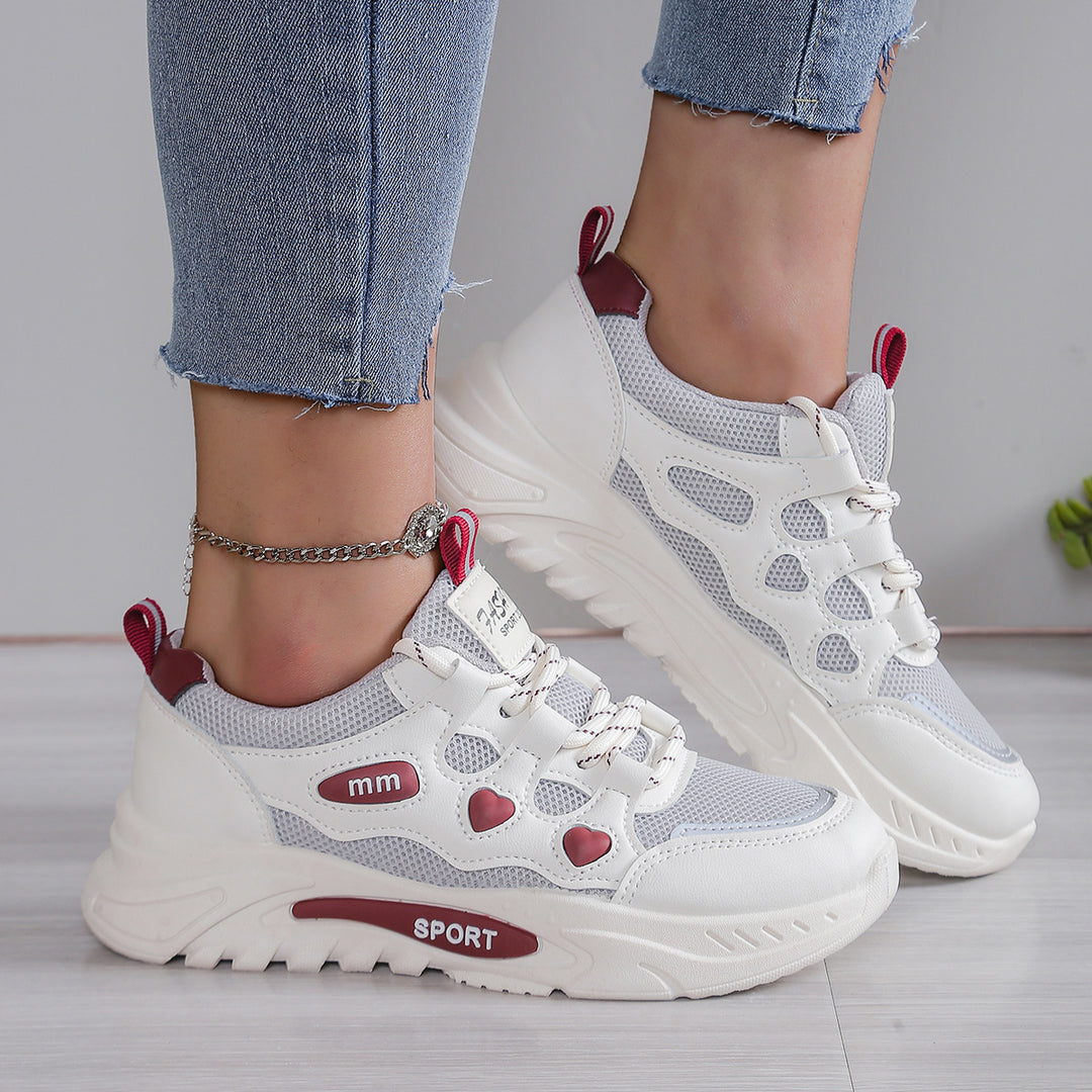Damen Freizeit-Sneaker mit atemberaubendem Herz-Design und atmungsaktivem Obermaterial R&B