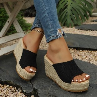 Damen Plateausandalen mit geflochtener Oberseite R&B