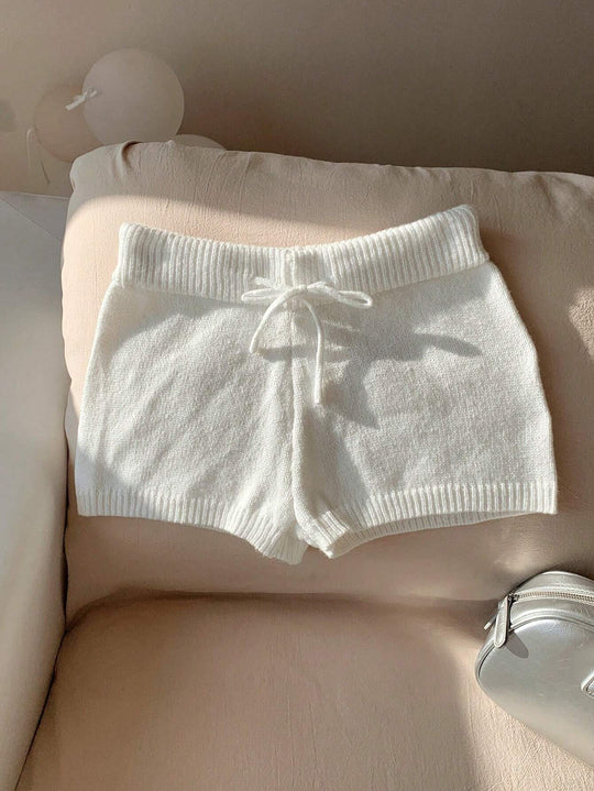 Damen weiche Strickshorts mit praktischem Kordelzug R&B
