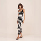 Damen Maxikleid mit gestreiftem Design R&B