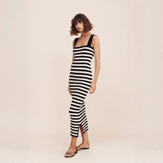 Damen Maxikleid mit gestreiftem Design R&B