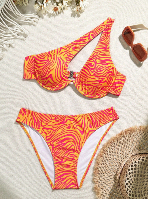Damen Asymmetrisches Bikini-Set R&B