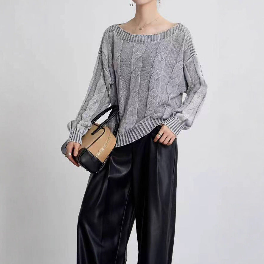 Damen Pullover im modernem Zopfdesign mit übergroßer Silhouette R&B