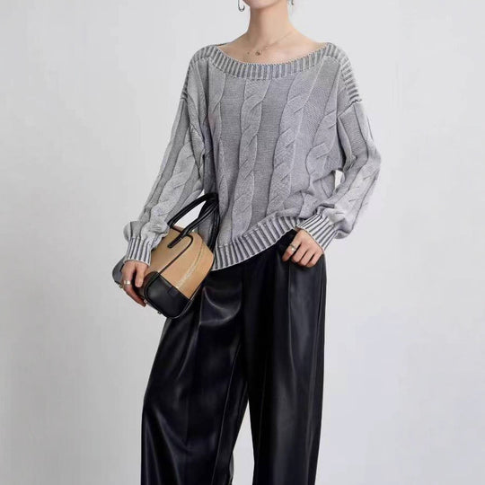 Damen Pullover im modernem Zopfdesign mit übergroßer Silhouette R&B