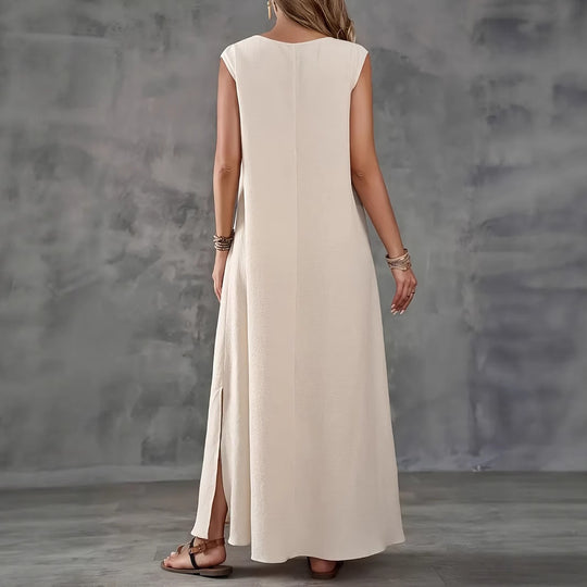 Damen Maxikleid mit schickem V-Ausschnitt und seitlichen Schlitzen R&B