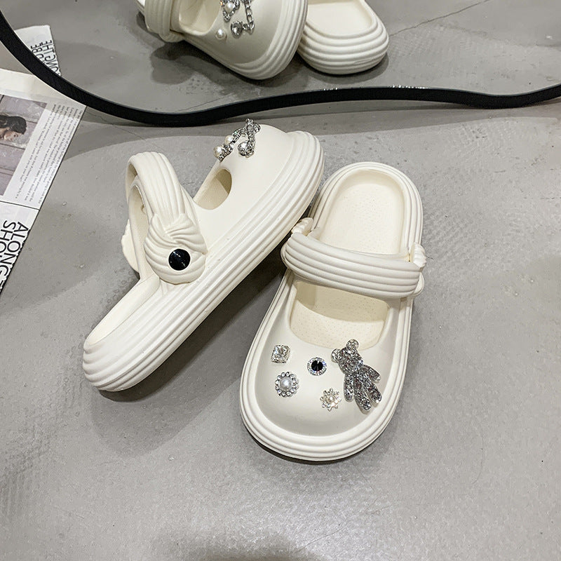 Damen Sandalen mit funkelnden Dekoren und praktischem Riemenverschluss R&B