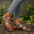 Damen modische Sandalen mit floralem Muster und komfortablem Fußbett R&B