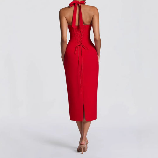 Damen Elegantes Bodycon-Kleid mit Halterdesign R&B