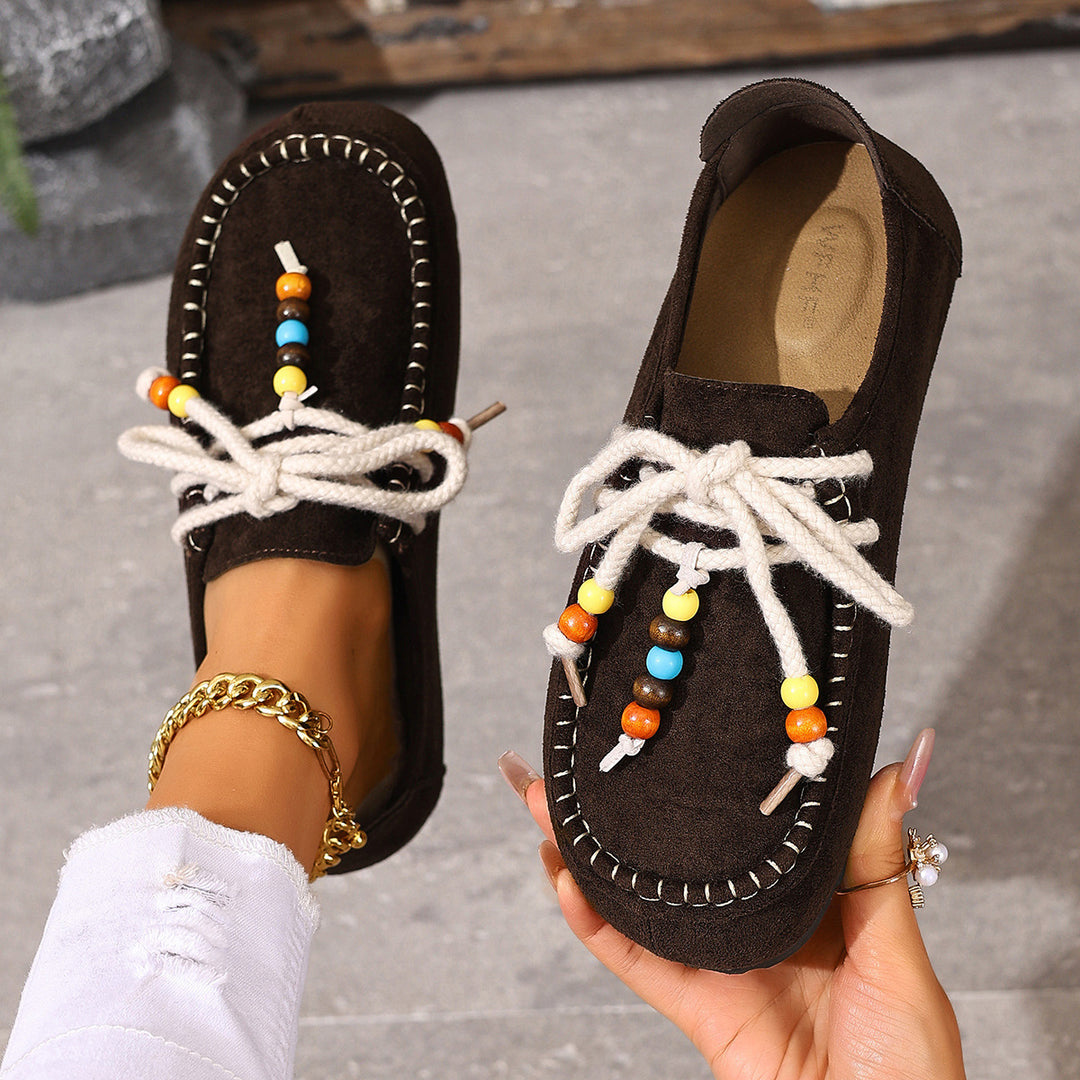 Damen Mokassins mit dekorativen Befestigungen und weichem Wildleder R&B
