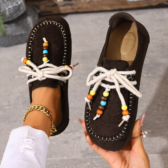 Damen Mokassins mit dekorativen Befestigungen und weichem Wildleder R&B