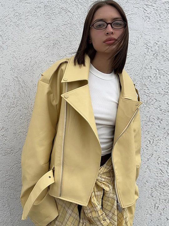 Damen Oversized Bikerjacke mit schmeichelndem Schnitt R&B