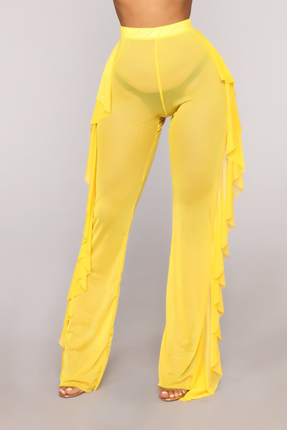 Damen Anziehbare Boho-Hosen mit Rüsche R&B