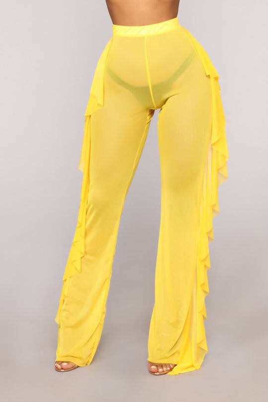 Damen Anziehbare Boho-Hosen mit Rüsche R&B