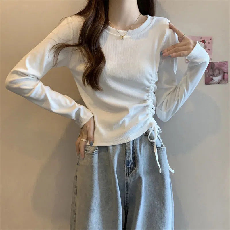 Damen Langarmshirt mit seitlichem Rüschendetail und lässigem Schnitt