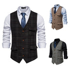 Herren elegante Weste mit strukturiertem Karomuster und praktischen Taschen