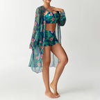 Damen Strandüberwurf mit floralem Design und hohem Schnitt R&B