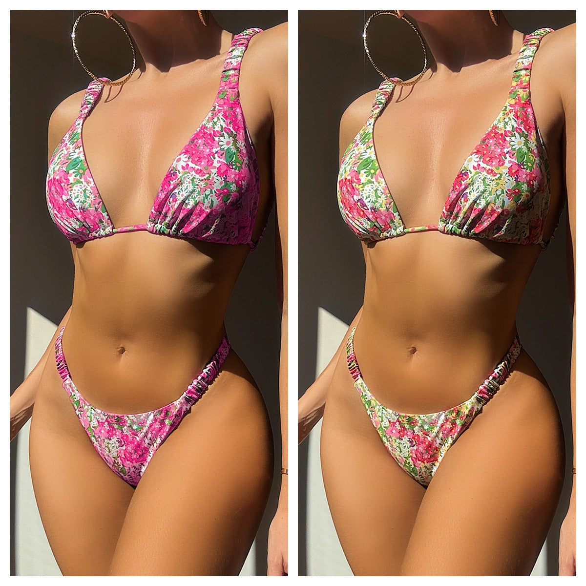 Damen Blütenmuster Triangel-Bikini R&B