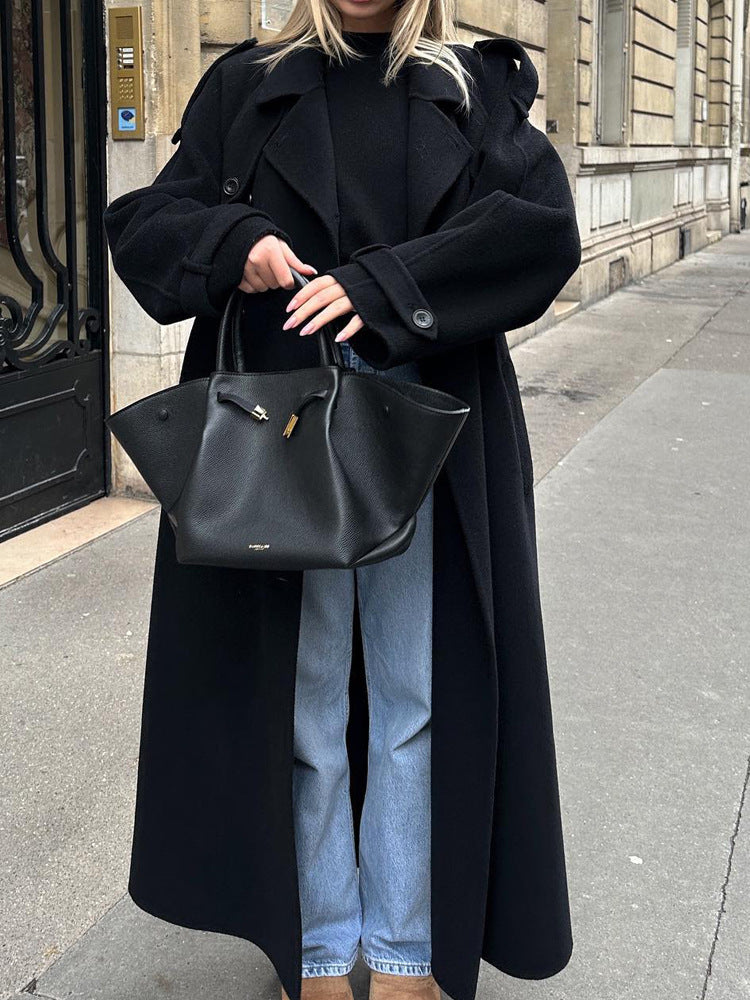Damen Oversize Wintermantel mit elegantem Revers und praktischen Taschen R&B