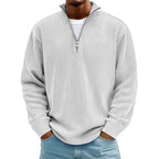 Herren nan gerippter Strickpullover mit halbem Reißverschluss und Stehkragen R&B