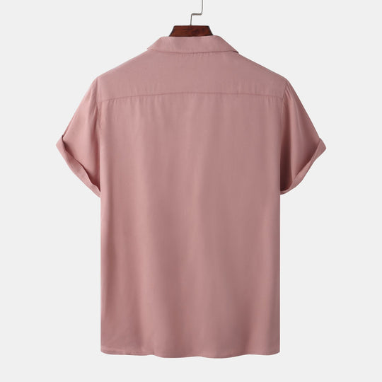 Damen Kurzarmhemd mit modernem Satin-Finish und klassischem Kragen R&B